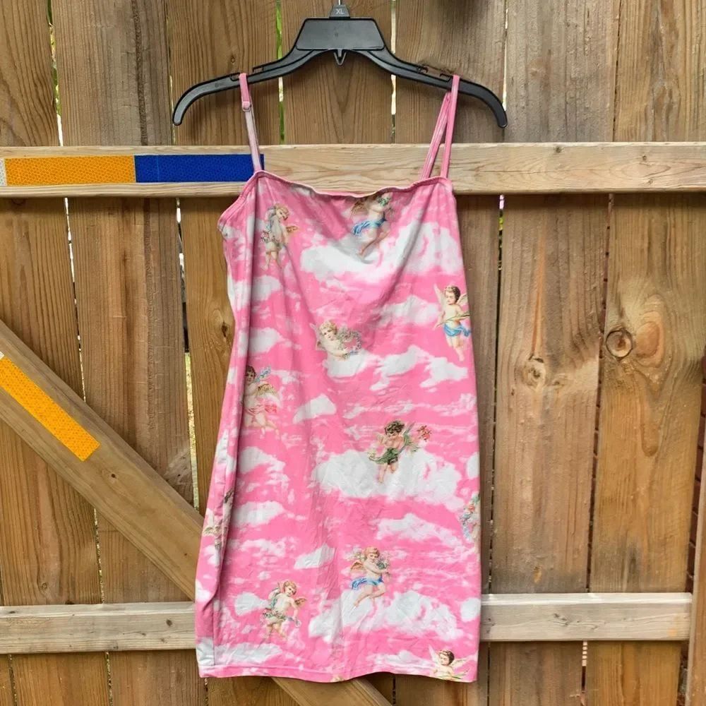 SHEIN Pink Angel Print Dress